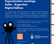 Cinegiornale.net coproduction-meetings-italia-argentina-digital-edition-online-il-27-maggio-in-collaborazione-con-anica-e-apa-220x180 “Coproduction Meetings Italia-Argentina Digital Edition” – online il 27 maggio – in collaborazione con ANICA e APA News  